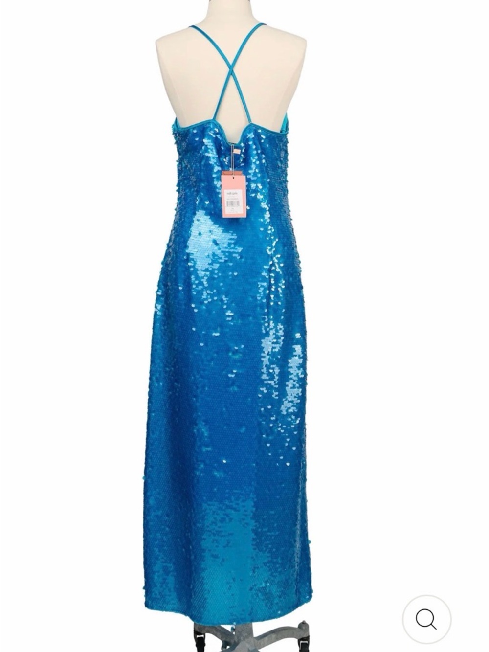 cult gaia Blue Sequin Halter Midi Dress - Picture 2 of 8